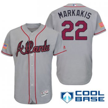 Men's Atlanta Braves #22 Nick Markakis Gray Stars & Stripes Fashion Independence Day Stitched MLB Majestic Cool Base Jersey