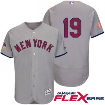 Men's New York Yankees #19 Masahiro Tanaka Gray Stars & Stripes Fashion Independence Day Stitched MLB Majestic Flex Base Jersey