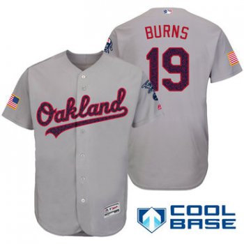 Men's Oakland Athletics #19 Billy Burns Gray Stars & Stripes Fashion Independence Day Stitched MLB Majestic Cool Base Jersey