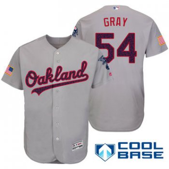 Men's Oakland Athletics #54 Sonny Gray Gray Stars & Stripes Fashion Independence Day Stitched MLB Majestic Cool Base Jersey
