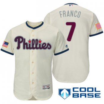 Men's Philadelphia Phillies #7 Maikel Franco Cream Stars & Stripes Fashion Independence Day Stitched MLB Majestic Cool Base Jersey