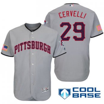 Men's Pittsburgh Pirates #29 Francisco Cervelli Gray Stars & Stripes Fashion Independence Day Stitched MLB Majestic Cool Base Jersey