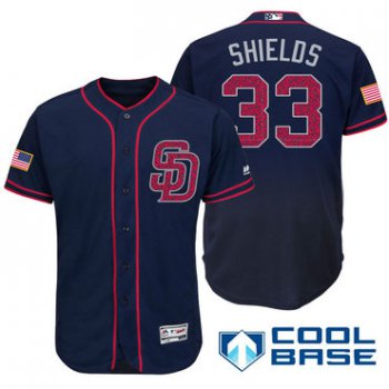 Men's San Diego Padres #33 James Shields Navy Blue Stars & Stripes Fashion Independence Day Stitched MLB Majestic Cool Base Jersey