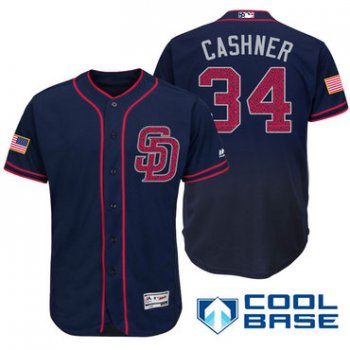 Men's San Diego Padres #34 Andrew Cashner Navy Blue Stars & Stripes Fashion Independence Day Stitched MLB Majestic Cool Base Jersey