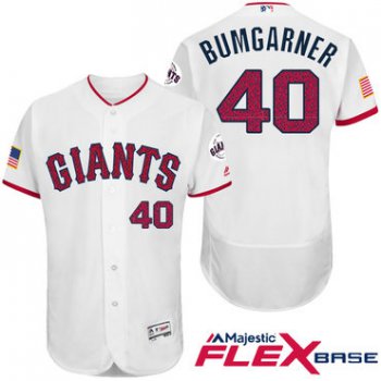 Men's San Francisco Giants #40 Madison Bumgarner White Stars & Stripes Fashion Independence Day Stitched MLB Majestic Flex Base Jersey