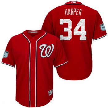 Men's Washington Nationals #34 Bryce Harper Red 2017 Spring Training Stitched MLB Majestic Cool Base Jersey