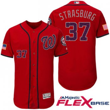 Men's Washington Nationals #37 Stephen Strasburg Red Stars & Stripes Fashion Independence Day Stitched MLB Majestic Flex Base Jersey