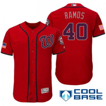 Men's Washington Nationals #40 Wilson Ramos Red Stars & Stripes Fashion Independence Day Stitched MLB Majestic Cool Base Jersey