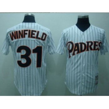 San Diego Padres #31 Dave Winfield 1987 White Pinstripe Throwback Jersey