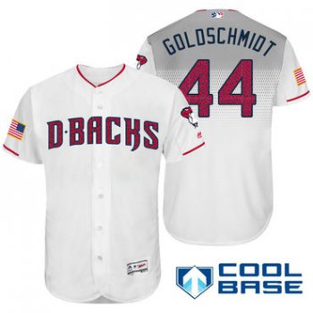 Men's Arizona Diamondbacks #44 Paul Goldschmidt White Stars & Stripes Fashion Independence Day Stitched MLB Majestic Cool Base Jersey
