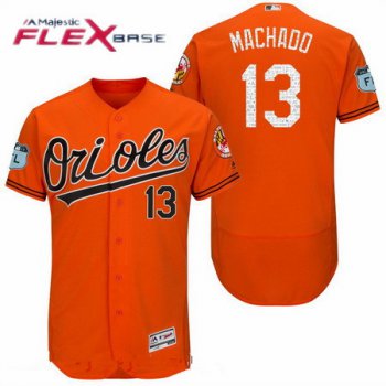 Men's Baltimore Orioles #13 Manny Machado Orange 2017 Spring Training Stitched MLB Majestic Flex Base Jersey