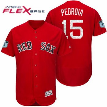 Men's Boston Red Sox #15 Dustin Pedroia Red 2017 Spring Training Stitched MLB Majestic Flex Base Jersey