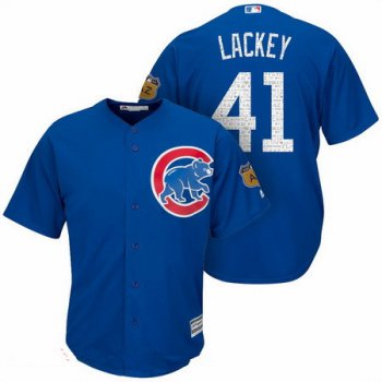 Men's Chicago Cubs #41 John Lackey Royal Blue 2017 Spring Training Stitched MLB Majestic Cool Base Jersey