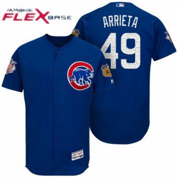 Men's Chicago Cubs #49 Jake Arrieta Royal Blue 2017 Spring Training Stitched MLB Majestic Flex Base Jersey