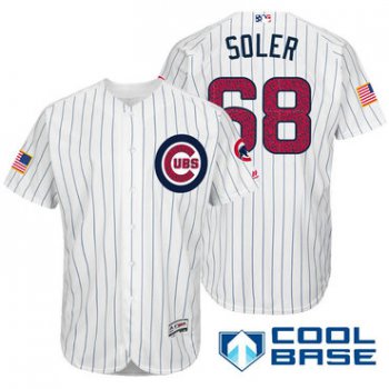 Men's Chicago Cubs #68 Jorge Soler White Stars & Stripes Fashion Independence Day Stitched MLB Majestic Cool Base Jersey