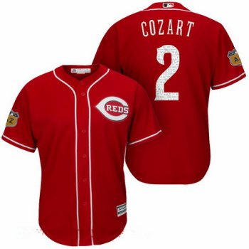 Men's Cincinnati Reds #2 Zack Cozart Red 2017 Spring Training Stitched MLB Majestic Cool Base Jersey