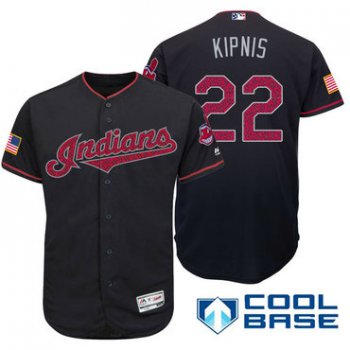 Men's Cleveland Indians #22 Jason Kipnis Navy Blue Stars & Stripes Fashion Independence Day Stitched MLB Majestic Cool Base Jersey