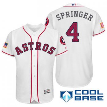 Men's Houston Astros #4 George Springer White Stars & Stripes Fashion Independence Day Stitched MLB Majestic Cool Base Jersey