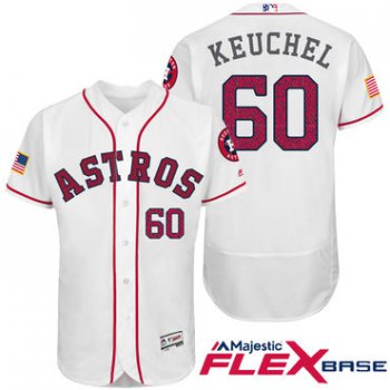 Men's Houston Astros #60 Dallas Keuchel White Stars & Stripes Fashion Independence Day Stitched MLB Majestic Flex Base Jersey