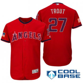 Men's Los Angeles Angels Of Anaheim #27 Mike Trout Red Stars & Stripes Fashion Independence Day Stitched MLB Majestic Cool Base Jersey