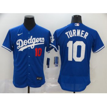 Men's Los Angeles Dodgers #10 Justin Turner Blue Stitched MLB Flex Base Nike Jersey