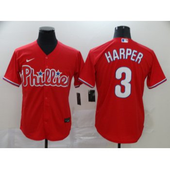 Men's Philadelphia Phillies #3 Bryce Harper Red Stitched MLB Cool Base Nike Jersey