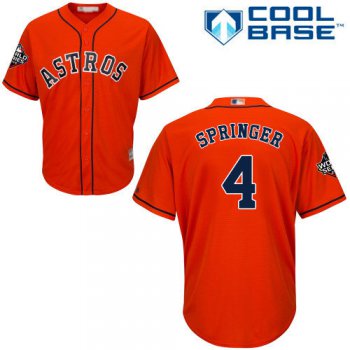 Astros #4 George Springer Orange New Cool Base 2019 World Series Bound Stitched Baseball Jersey