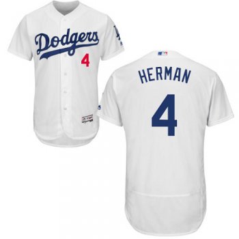 Men's Los Angeles Dodgers #4 Babe Herman Authentic White Baseball Flex Base Home Jersey