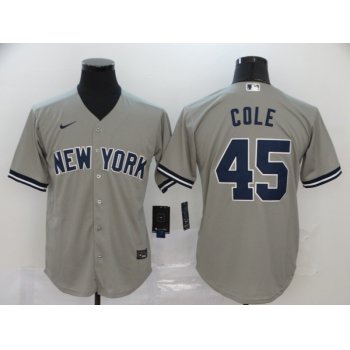 Men's New York Yankees #45 Gerrit Cole Gray Stitched MLB Cool Base Nike Jersey