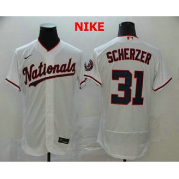 Men's Washington Nationals #31 Max Scherzer White Stitched MLB Flex Base Nike Jersey