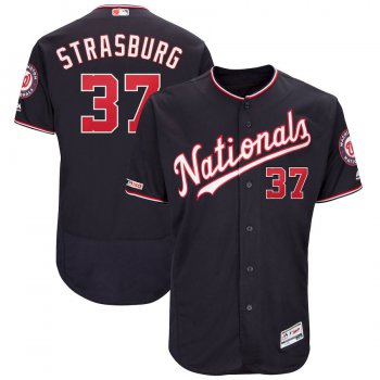 Washington Nationals #37 Stephen Strasburg Majestic Alternate Authentic Collection Flex Base Player Navy Jersey