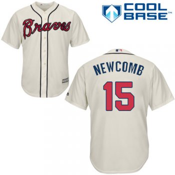 Atlanta Braves #15 Men's Sean Newcomb Replica Cream Alternate Cool Base Baseball Jersey