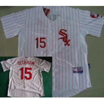 Chicago White Sox #15 Gordon Beckham White With Red Pinstripe Jersey