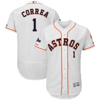 Houston Astros #1 Carlos Correa Majestic 2019 Postseason Authentic Flex Base Player White Jersey