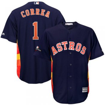 Houston Astros #1 Carlos Correa Majestic 2019 Postseason Official Cool Base Player Navy Jersey