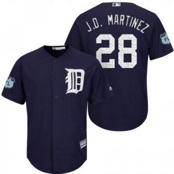 Men's Detroit Tigers #28 J.D. Martinez Navy Blue 2017 Spring Training Stitched MLB Majestic Cool Base Jersey