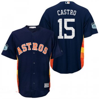 Men's Houston Astros #15 Jason Castro Navy Blue 2017 Spring Training Stitched MLB Majestic Cool Base Jersey