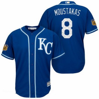 Men's Kansas City Royals #8 Mike Moustakas Royal Blue 2017 Spring Training Stitched MLB Majestic Cool Base Jersey