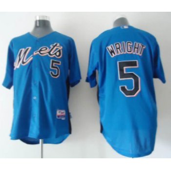 New York Mets #5 David Wright Light Blue BP Jersey