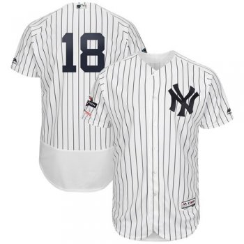 New York Yankees #18 Didi Gregorius Majestic 2019 Postseason Authentic Flex Base Player White Navy Jersey
