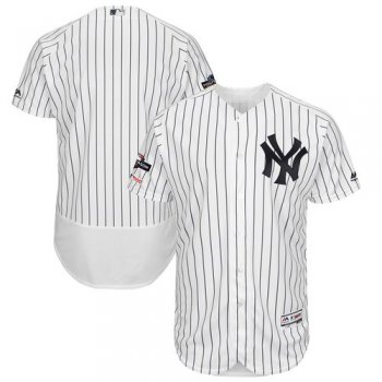 New York Yankees Majestic 2019 Postseason Authentic Flex Base Player White Navy Jersey
