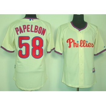 Philadelphia Phillies #58 Jonathan Papelbon Cream Jersey