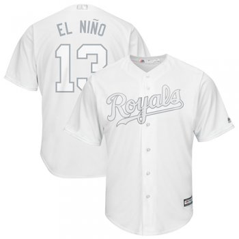 Royals #13 Salvador Perez White El Nino Players Weekend Cool Base Stitched Baseball Jersey