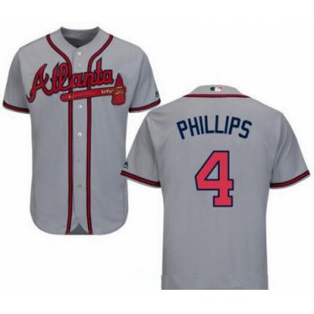Men's Atlanta Braves #4 Brandon Phillips Gray Road Stitched MLB Majestic Cool Base Jersey