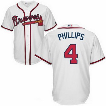 Men's Atlanta Braves #4 Brandon Phillips White Home Stitched MLB Majestic Cool Base Jersey