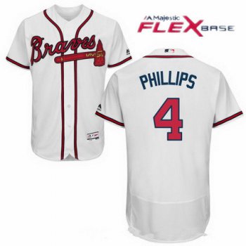 Men's Atlanta Braves #4 Brandon Phillips White Home Stitched MLB Majestic Flex Base Jersey