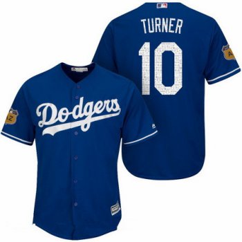 Men's Los Angeles Dodgers #10 Justin Turner Royal Blue 2017 Spring Training Stitched MLB Majestic Cool Base Jersey