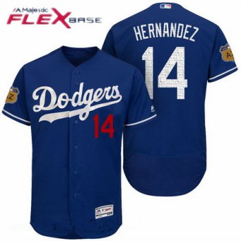Men's Los Angeles Dodgers #14 Enrique Hernandez Royal Blue 2017 Spring Training Stitched MLB Majestic Flex Base Jersey