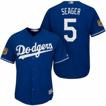 Men's Los Angeles Dodgers #5 Corey Seager Royal Blue 2017 Spring Training Stitched MLB Majestic Cool Base Jersey