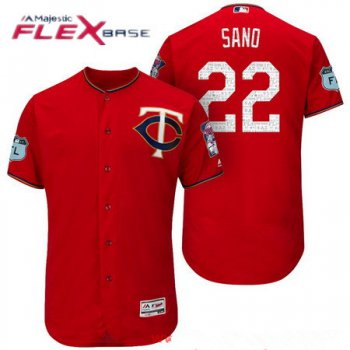 Men's Minnesota Twins #22 Miguel Sano Red 2017 Spring Training Stitched MLB Majestic Flex Base Jersey